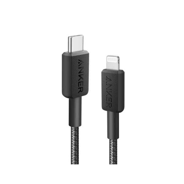 كيبل أنكر 322 من نوع USB-C إلى Lightning مضفر (0.9 متر/3 قدم) | أسود كيبل أنكر 322 من نوع USB-C إلى Lightning مضفر (0.9 متر/3 قدم) | أسود